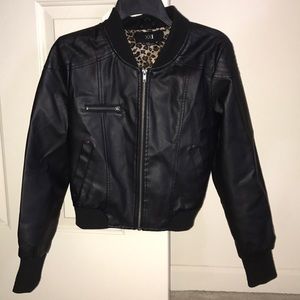 Forever 21 Black Leather Bomber Jacket!!
